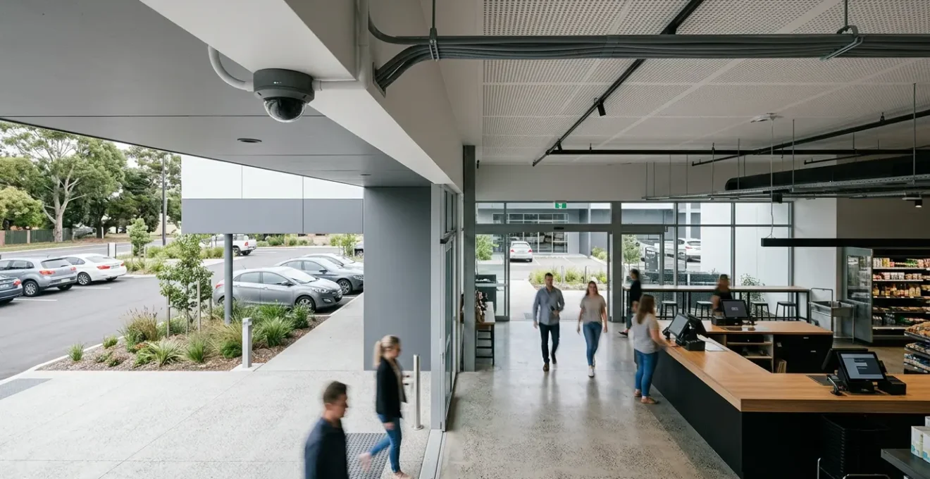 Système de caméras de surveillance IP professionnelles pour sécurisation de zones commerciales