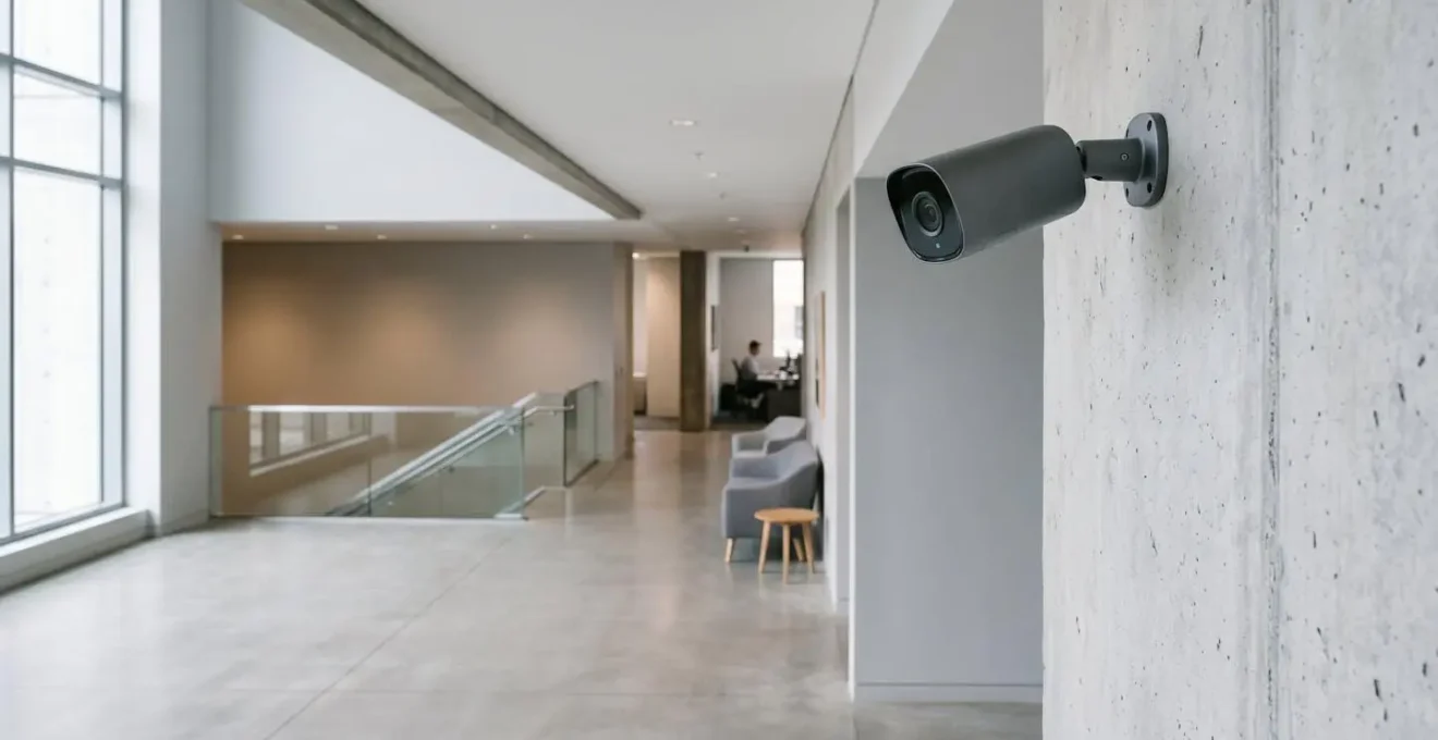 Caméra de surveillance professionnelle avec intelligence artificielle intégrée dans un environnement sécurisé