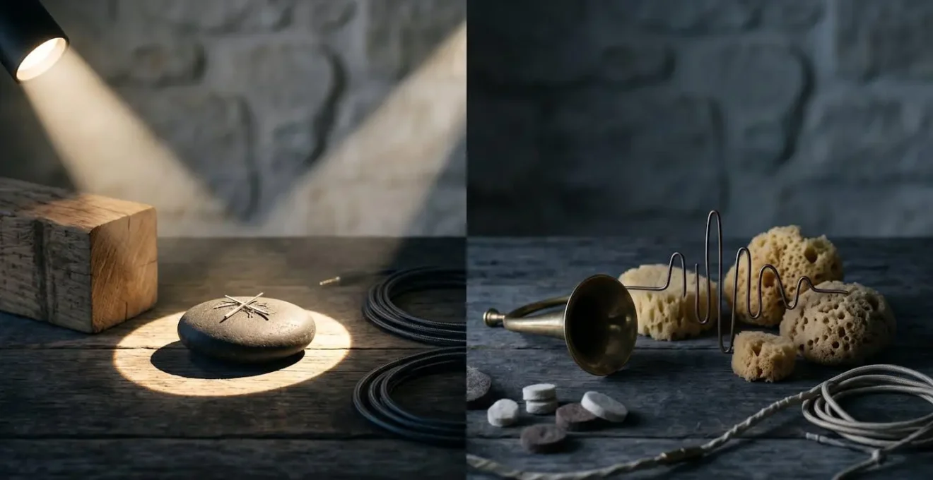 Comparaison conceptuelle entre détection infrarouge active et détection thermique passive illustrée par des éléments visuels symboliques