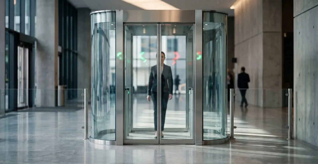 Sas de sécurité haute technologie avec système de détection volumétrique pour contrôle d'accès unipersonnel dans environnement sécurisé