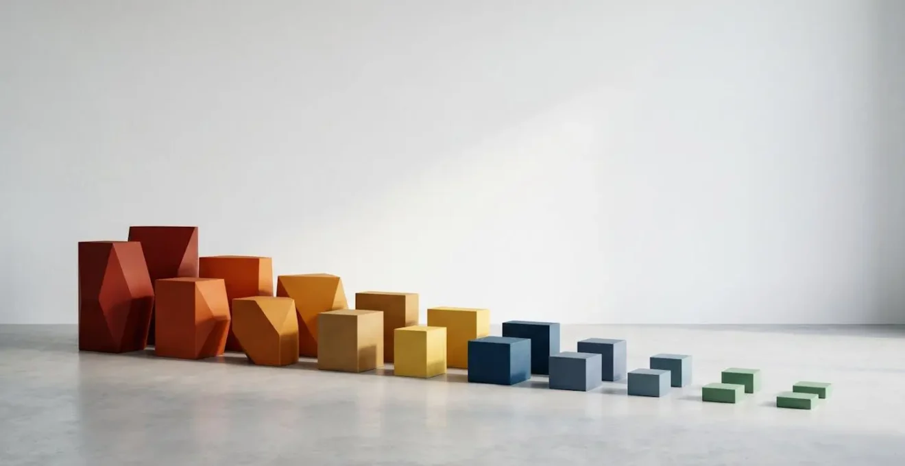 Installation visuelle abstraite représentant la diminution progressive des risques de sécurité
